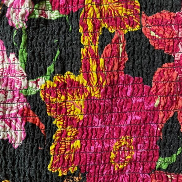 Xhilaration Pink & Black Floral Ruched Crop Tank – Size Small - Picture 2 of 8